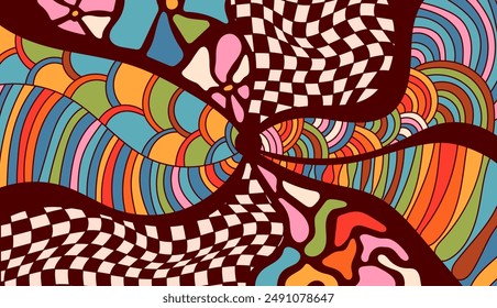 Psychedelische Färbung Seite groovy warme Farbe.