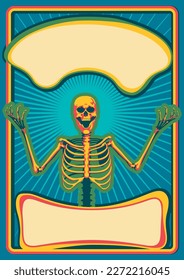 Colores psicodélicos estilo retro Skeleton fondo