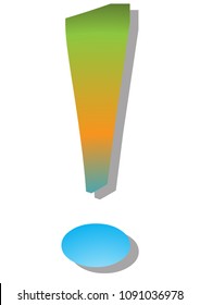 A psychedelic colourful exclamation mark isolated on a white background