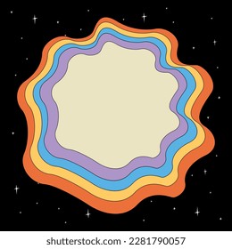 Psicodelic fresco fondo vintage Arcoiris en el espacio. estilo hippie 60-70. ilustración vectorial