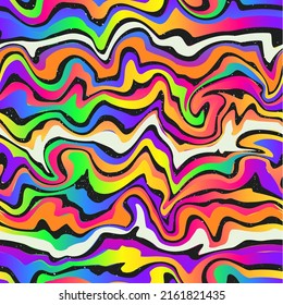 Psychedelic curved lines. Seamless pattern