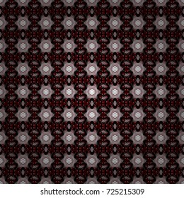 Psychedelic design element for wallpaper, scrapbooking, fabric. Vector kaleidoscope seamless pattern in brown, neutral and black colors. Mandala geometric graphic print.