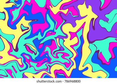 Psychedelic digital marbling. Abstract colorful backdrop. Liquid paint abstraction. Cartoon color palette mesh background. Colorful marbling texture for festive party invitation. Trendy surface design