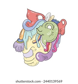 psychedelic doodles, color full design art, for our element