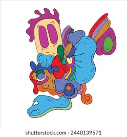 psychedelic doodles, color full design art, for our element