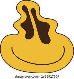 Personagem Sorridente Gotejamento Psicodélico. Isolado no fundo branco.