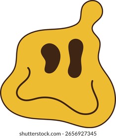 Psychedelic Dripping Smiling Character. Isolated on White Background.