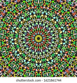 Psychedelic dynamic radial mosaic pattern background - hypnotic colorful floral abstract circular vector design
