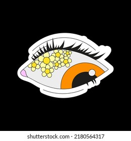 A psychedelic eye with flowers inside. Psychedelics, surrealism.