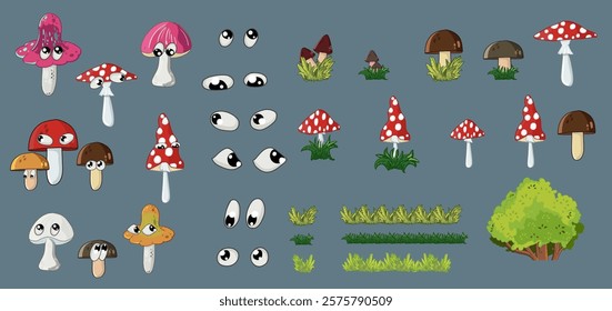 Psychedelic eye mushroom Vector illustrations for your work Logo, mascot merchandise t-shirt, stickers and Label designs, poster, greeting cards advertising business company or brands.