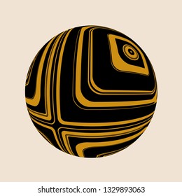 psychedelic eye sphere in gold black on ivory shades
