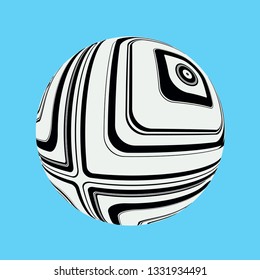 psychedelic eye sphere in white black on blue shades