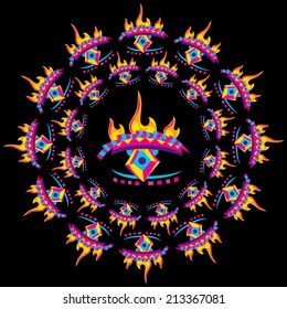 Psychedelic eyes concentric circles vector illustration