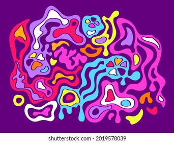 Psychedelic fantastic fruits hallucination art. Abstract vaporware vibrant colorful illustration