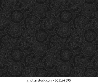Psychedelic floral doodle seamless pattern