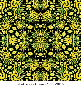 Psychedelic floral jungle ornament vector illustration