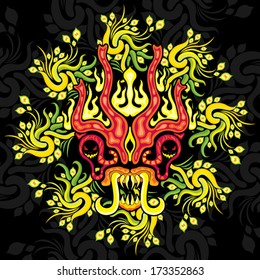 Psychedelic floral jungle ornament vector illustration