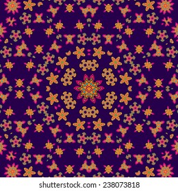 Psychedelic floral mandala seamless pattern vector illustration