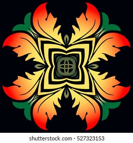 Psychedelic floral ornament vector illustration