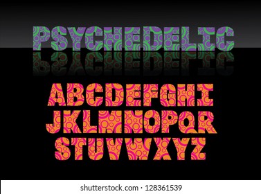 Psychedelic Font Alphabet A through Z EPS 8 vector, grouped for easy editing. No ope shapes or paths.