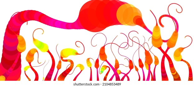 Psychedelic forest wallpaper with warm colors