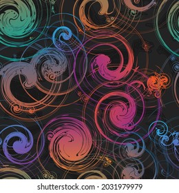 Psychedelic Fractal Abstract Pattern Expressionism Digital Illustration. Vector Design Seamless Modern Texture.