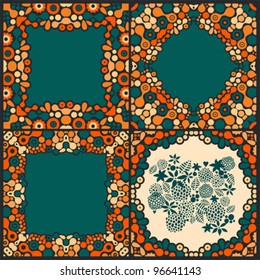 Psychedelic frames. Vector colorful illustration with doodle pattern.