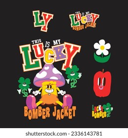 Psychedelic funny kidult college bomber jacket design