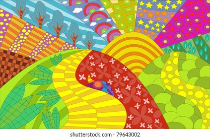 Psychedelic garden abstract colorful background