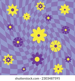 psychedelic geometric pattern with squares. Optical illusion background 60s 