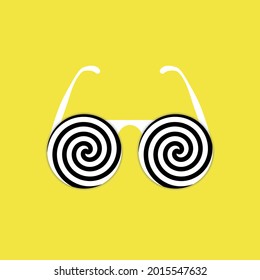 Psychedelic Glasses. Crazy Hypnosis Eyeglasses. Funny Vector Illustration Of Hippie Spectacles. Design For Placard, Poster, Print, T-shirt, Brochure, Card, Greeting Card, Postcard