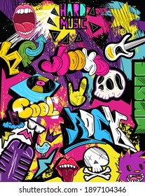 Psychedelic graffiti background vector pattern