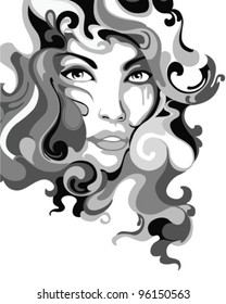 Psychedelic Graffiti Girl Vector Illustration