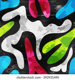 psychedelic graffiti on a black background grunge texture seamless pattern
