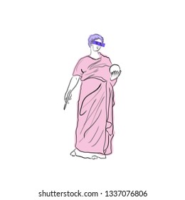 Psychedelic greek sculpture of woman in abstract style. Glitch effect. Esoteric surreal art. Design for sticker, t-shirt, print, contemporary conceptual wall art. 