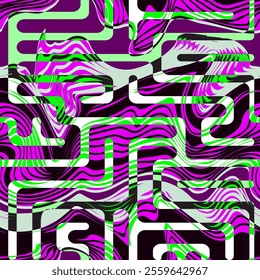 Psychedelic Grid seamless vector pattern