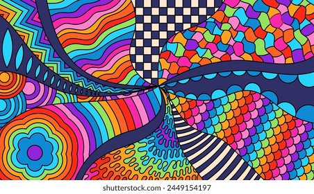 Psicodélico fondo de color estupendo. Página para colorear Zentangle para adulto.