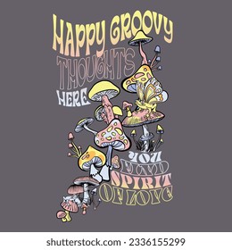 Psychedelic groovy forest harmony design