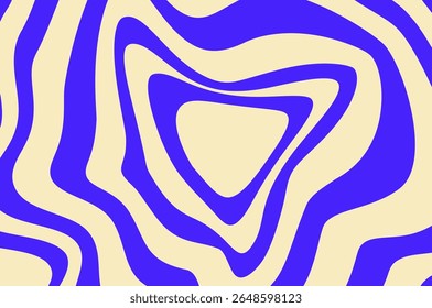 Psychedelic groovy trippy y2k retro blue pattern. concentric circles and psychedelic swirls. Striped geometric ornaments, hypnotic spiral.