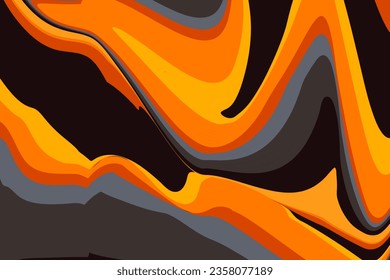 Psychedelic Halloween Background. Trendy Gradient Design Liquid in Orange, Yellow, Brown, Black Colors. Optical illusion of Art Crazy Ribbon. Abstract Pattern for Advertising, Poster, Banner, Cover.