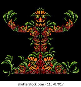 Psychedelic Halloween jungle monster vector design