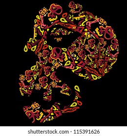 Psychedelic Halloween ornament element vector design