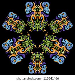 Psychedelic Halloween ornament element vector design