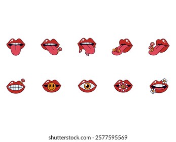 Psychedelic Hippie Mouth Element Set