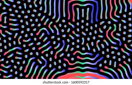 Psychedelic holographic abstract background made by generative algorithm: Reaction-diffusion or Turing pattern formation.