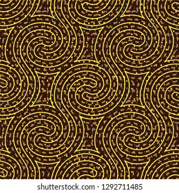 Psychedelic hypnotic swirl maze seamless vector pattern