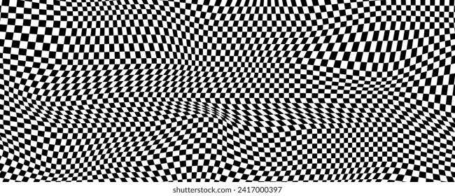 Psychedelic illusion black and white checkerboard background