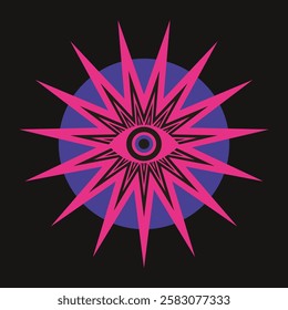 Psychedelic illusion star eye design element vector Element vector illustration.