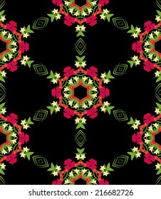 Psychedelic jungle floral seamless pattern vector illustration