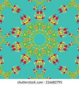 Psychedelic jungle floral seamless pattern vector illustration